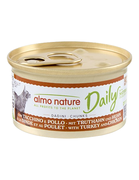 Almo Daily Menu Dadini Con Tacchino e Pollo gr 85. Cibo Umido Per Gatti
