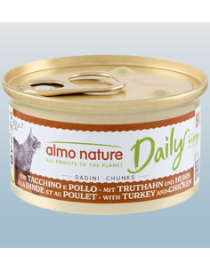 Almo Daily Menu Dadini Con Tacchino e Pollo gr 85. Cibo Umido Per Gatti