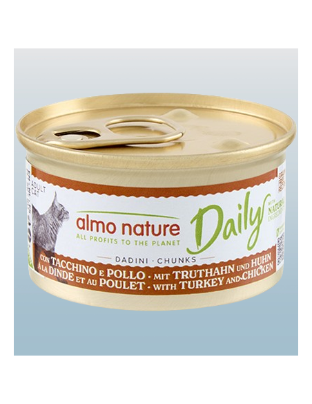 Almo Daily Menu Dadini Con Tacchino e Pollo gr 85. Cibo Umido Per Gatti