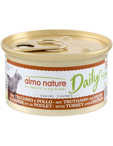 Almo Daily Menu Dadini Con Tacchino e Pollo gr 85. Cibo Umido Per Gatti
