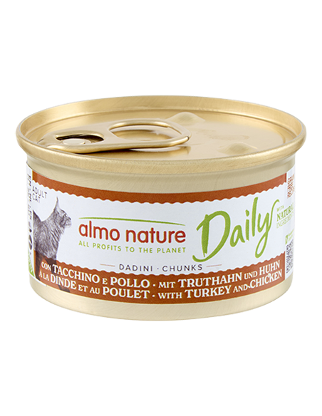 Almo Daily Menu Dadini Con Tacchino e Pollo gr 85. Cibo Umido Per Gatti