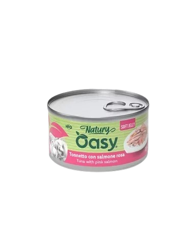 Oasy Wet Cat Natury Soft Jelly Tonnetto con Salmone Rosa gr.85.Cibo Umido Per Gatti .