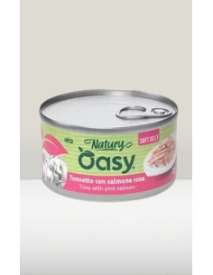 Oasy Wet Cat Natury Soft Jelly Tonnetto con Salmone Rosa gr.85.Cibo Umido Per Gatti .