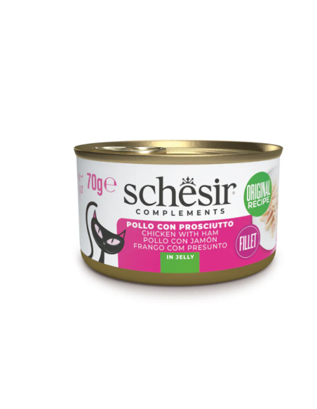 Schesir Pollo Con Prosciutto in Jelly Gr 70. Cibo Umido Per Gatti .