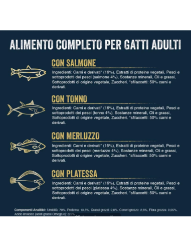 Felix Multipack le Sfilaccetti Rustici Fish Selection 12x85gr.Cibo Umido Per Gatti