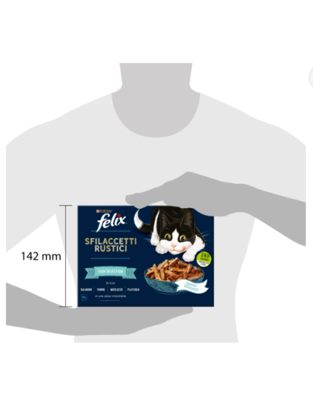 Felix Multipack le Sfilaccetti Rustici Fish Selection 12x85gr.Cibo Umido Per Gatti