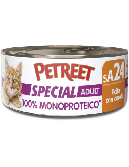 Petreet Monoproteico Pollo Con Carote  gr 60 mp24. Cibo Umido Per Gatti