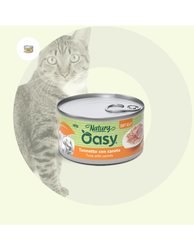 Oasy Wet Cat Natury Soft Jelly Tonnetto con Carote gr.85.Cibo Umido Per Gatti.