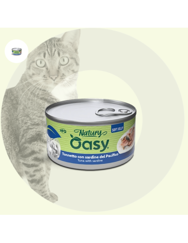 Oasy Wet Cat Natury Soft Jelly Tonnetto con Sardine gr.85.Cibo Umido Per Gatti