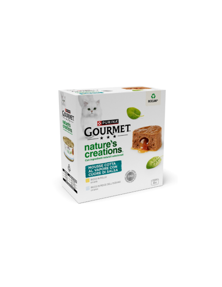 GOURMET NATURE'S CREATIONS Multipack Mousse Pollo e Pesce 8x85gr.Cibo Umido Per gatti
