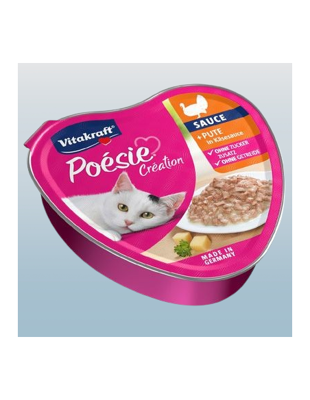 Vitakraft Poesie Creation Tacchino in Salsa di Formaggio Vaschette Gr.85.Cibo Umido Per Gatti.