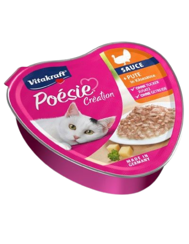 Vitakraft Poesie Creation Tacchino in Salsa di Formaggio Vaschette Gr.85.Cibo Umido Per Gatti.