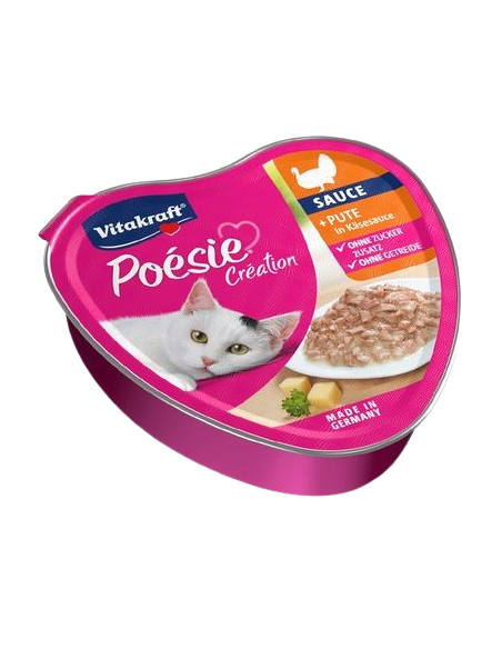 Vitakraft Poesie Creation Tacchino in Salsa di Formaggio Vaschette Gr.85.Cibo Umido Per Gatti.