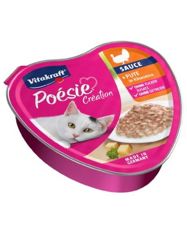 Vitakraft Poesie Creation Tacchino in Salsa di Formaggio Vaschette Gr.85.Cibo Umido Per Gatti.