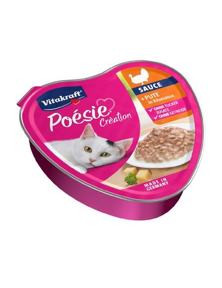 Vitakraft Poesie Creation Tacchino in Salsa di Formaggio Vaschette Gr.85.Cibo Umido Per Gatti.