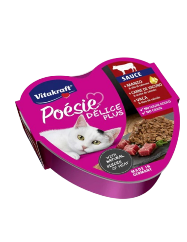 Vitakraft Poesie Delice Plus Manzo + Olio di Salmone Gr.85.Cibo Umido Per Gatti