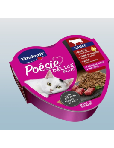 Vitakraft Poesie Delice Plus Manzo + Olio di Salmone Gr.85.Cibo Umido Per Gatti