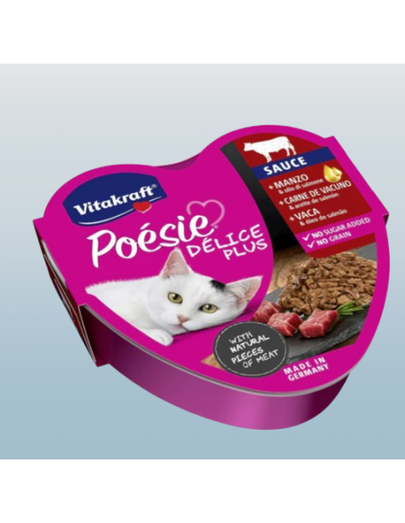 Vitakraft Poesie Delice Plus Manzo + Olio di Salmone Gr.85.Cibo Umido Per Gatti