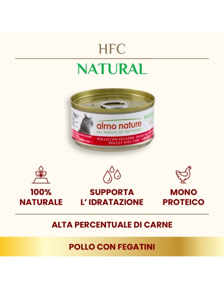 Almo Nature Gatto Pollo e Fegato gr 70. Cibo Umido per gatti