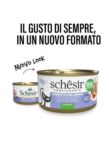 Schesir Tonnetto con Cernia Gr.85 Cibo Umido per Gatti