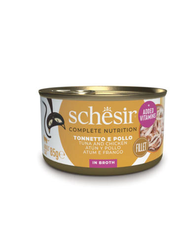 Schesir Tonnetto e Pollo  in brodo Gr.85.Cibo Umido Per Gatti