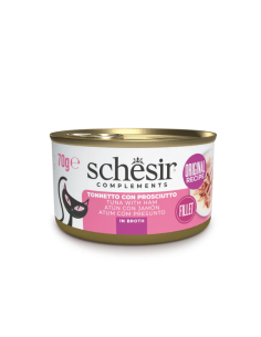 Schesir Pollo Con Prosciutto In brodo  gr 70. Cibo umido per gatti.