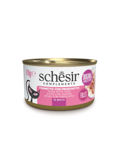 Schesir Pollo Con Prosciutto In brodo  gr 70. Cibo umido per gatti.