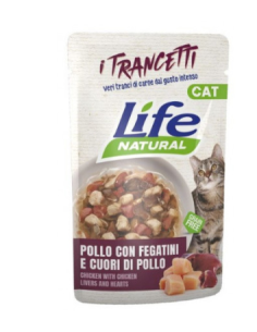 LIFE Cat Busta Trancetti Pollo con Fegatini e Cuori di Pollo Gr.55.Cibo Umido per gatti 2