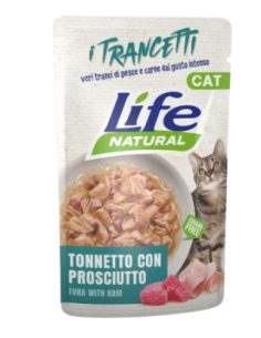 LIFE Cat Busta Trancetti Tonnetto con Prosciutto Gr.55.Cibo Umido Per Gatti 2