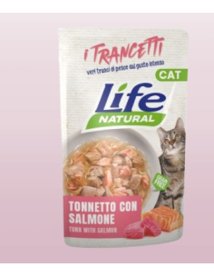LIFE Cat Busta Trancetti Tonnetto con Salmone Gr.55.Cibo Umido Per Gatti.