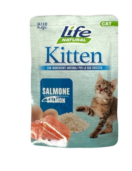 Life Cat Busta  Kitten Salmone Gr.70.Cibo Per Cuccioli di gatto