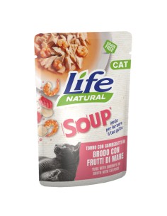 LIFE Cat Busta Soup Tonno e Gamberetti in Brodo con Frutti di Mare Gr.60.Cibo Umido Per Gatti