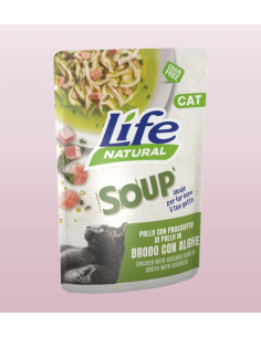 LIFE Cat Busta Soup Pollo e Prosciutto in Brodo con Alghe Gr.60.Cibo Umido per gatti.