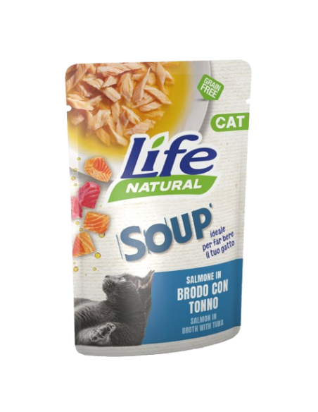 LIFE Cat Busta Soup Salmone in Brodo con Tonno Gr.60.Cibo Umido Per Gatti .