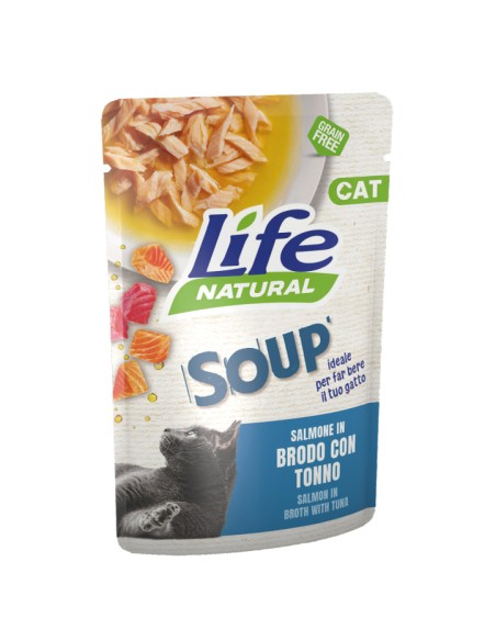 LIFE Cat Busta Soup Salmone in Brodo con Tonno Gr.60.Cibo Umido Per Gatti .