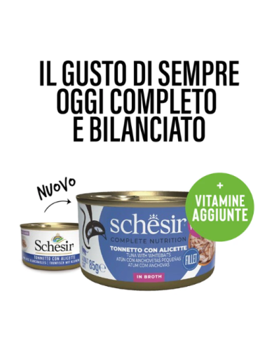 Schesir Tonnetto con Alicette e Riso Gr.85 Cibo Umido per Gatti
