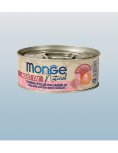 Monge Natural Tonno Pollo e Gamberetti gr 80. Cibo Umido Per Gatti
