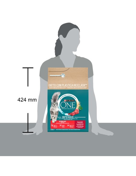 Purina One Cat Sterilised Manzo kg 2,8. Crocchette per gatti .