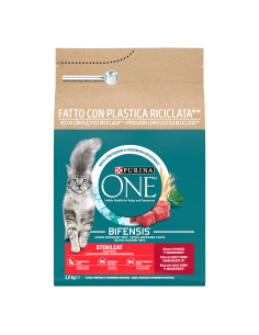 Purina One Cat Sterilised Manzo kg 2,8. Crocchette per gatti .