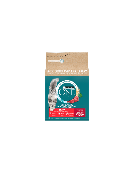 Purina One Cat Sterilised Manzo kg 2,8. Crocchette per gatti .