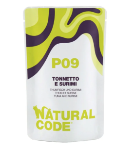 Natural Code Busta P09 Tonnetto e Surimi Gr.70 Cibo Umido per Gatti Adulti