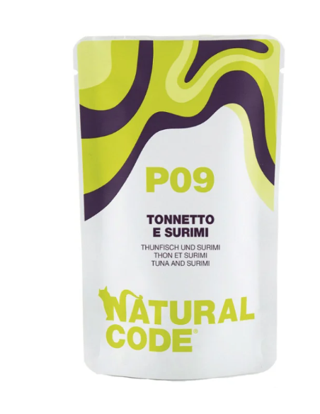 Natural Code Busta P09 Tonnetto e Surimi Gr.70 Cibo Umido per Gatti Adulti