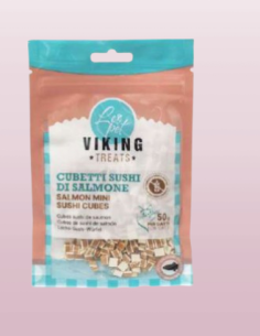 Viking Mini Cubetti Sushi Salmone gr 50. Snack per gatti
