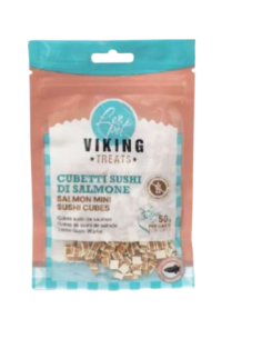 Viking Mini Cubetti Sushi Salmone gr 50. Snack per gatti 2