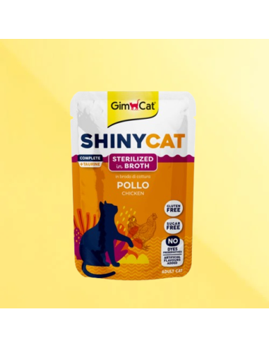 Gimcat Shinycat Busta Sterilizzato Broth Pollo gr 70. Cibo Umido Per Gatti
