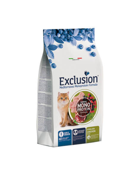 Exclusion Monoproteico Sterilizzato Pollo gr 300. Cibo Secco Per Gatti