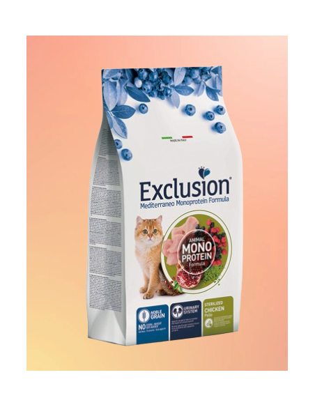 Exclusion Monoproteico Sterilizzato Pollo gr 300. Cibo Secco Per Gatti