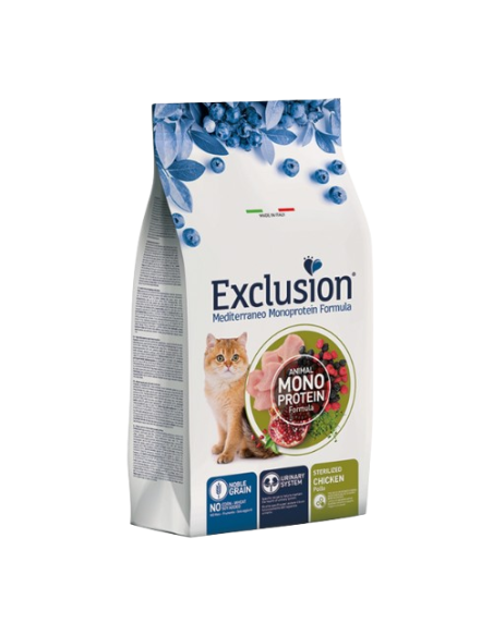 Exclusion Monoproteico Sterlizzato Pollo Kg 1,5. Cibo Secco Per Gatti