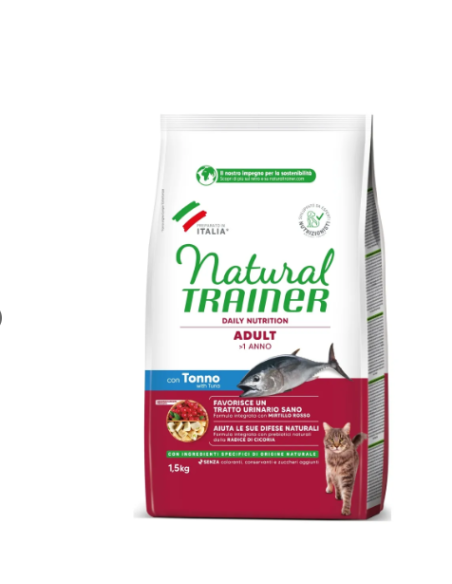 Natural Trainer Adulto Con Tonno kg 1,5. Cibo Secco Per Gatti