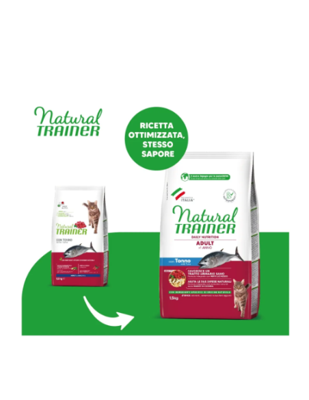 Natural Trainer Adulto Con Tonno kg 1,5. Cibo Secco Per Gatti